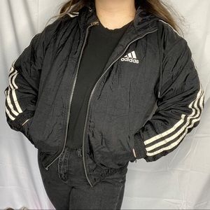 adidas originals three stripe slim padded jacket in black